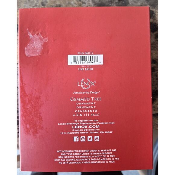 Lenox Emerald Gemmed Silver Tree Christmas Ornament - Picture 4 of 4